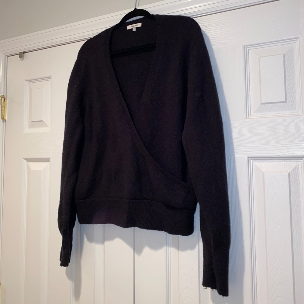 MADEWELL wrap style cozy long sleeve sweater